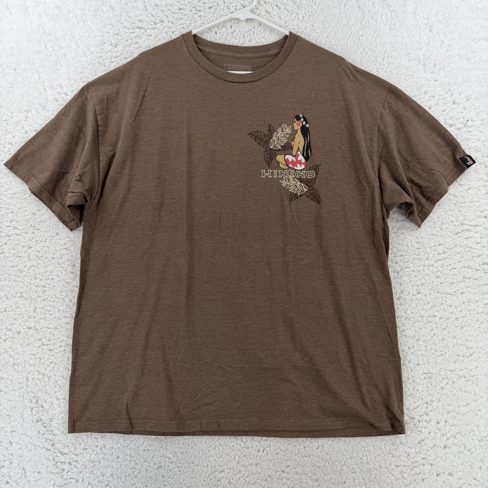 Hinano Tahiti Mens 2XL Brown Island Girl Graphic Tee T-Shirt Hula Logo - Picture 2 of 8